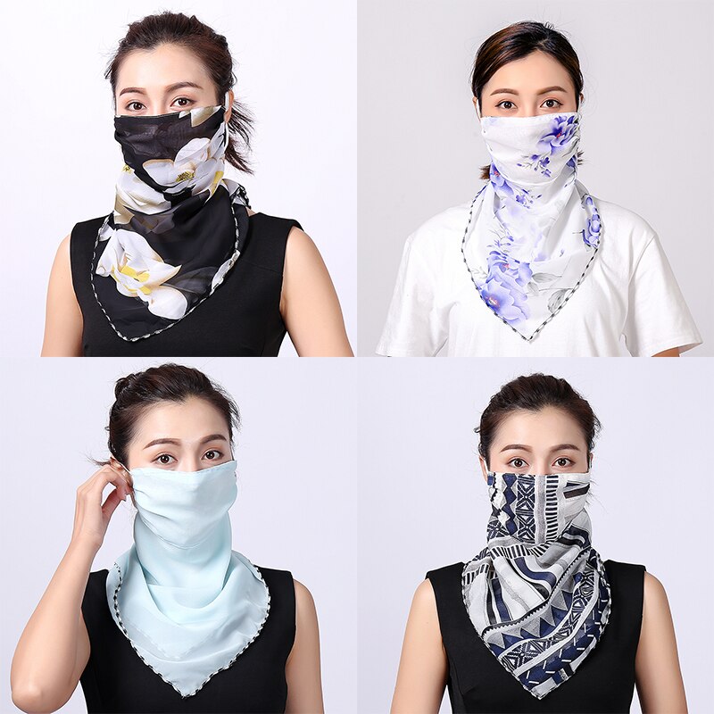 Women Choffin Face Mouth scarf Sun Protection Scarves Neck Cover Solid Hiking Riding Ring Wraps Desiner Print