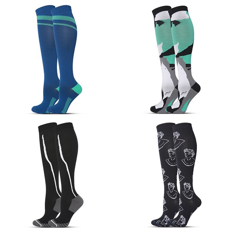 Long tube sports Wear-resistant Compression Socks Women Men Knee High/Long Printed Polyester Nylon Hosiery Footwear Accessories