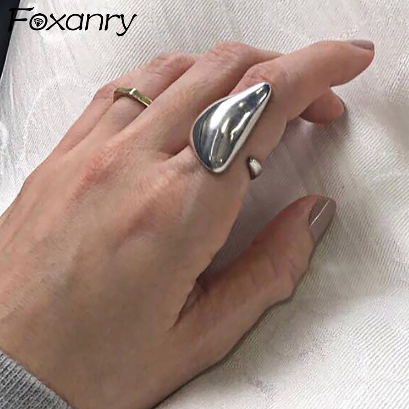 Foxanry Minimalistische 925 Sterling Zilveren Ringen Voor Vrouwen Frankrijk Creatieve Mode Bone Vorm Verjaardagsfeestje Sieraden