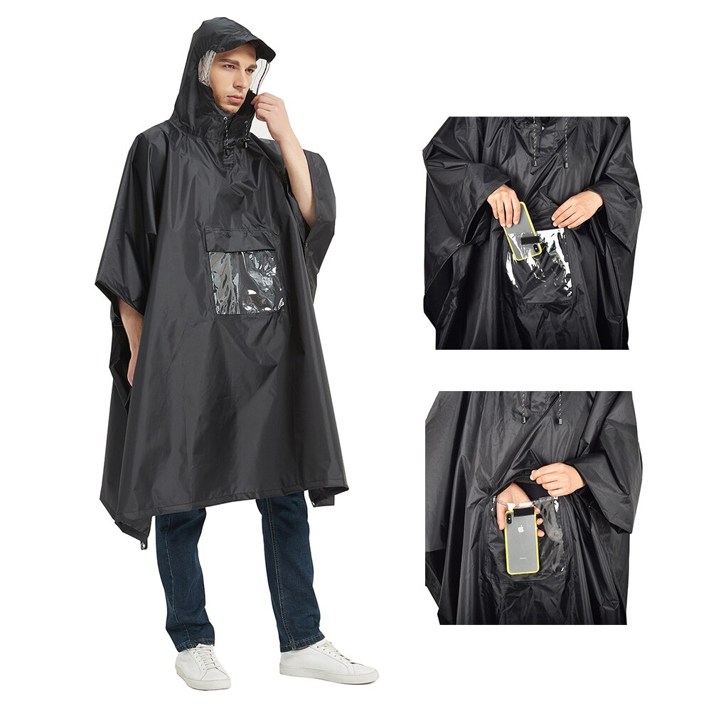 TOMSHOO Multifunctional Lightweight Waterproof Hooded Rain Poncho Raincoat for Men Women Outdoor Hiking Cycling Camping Mat
