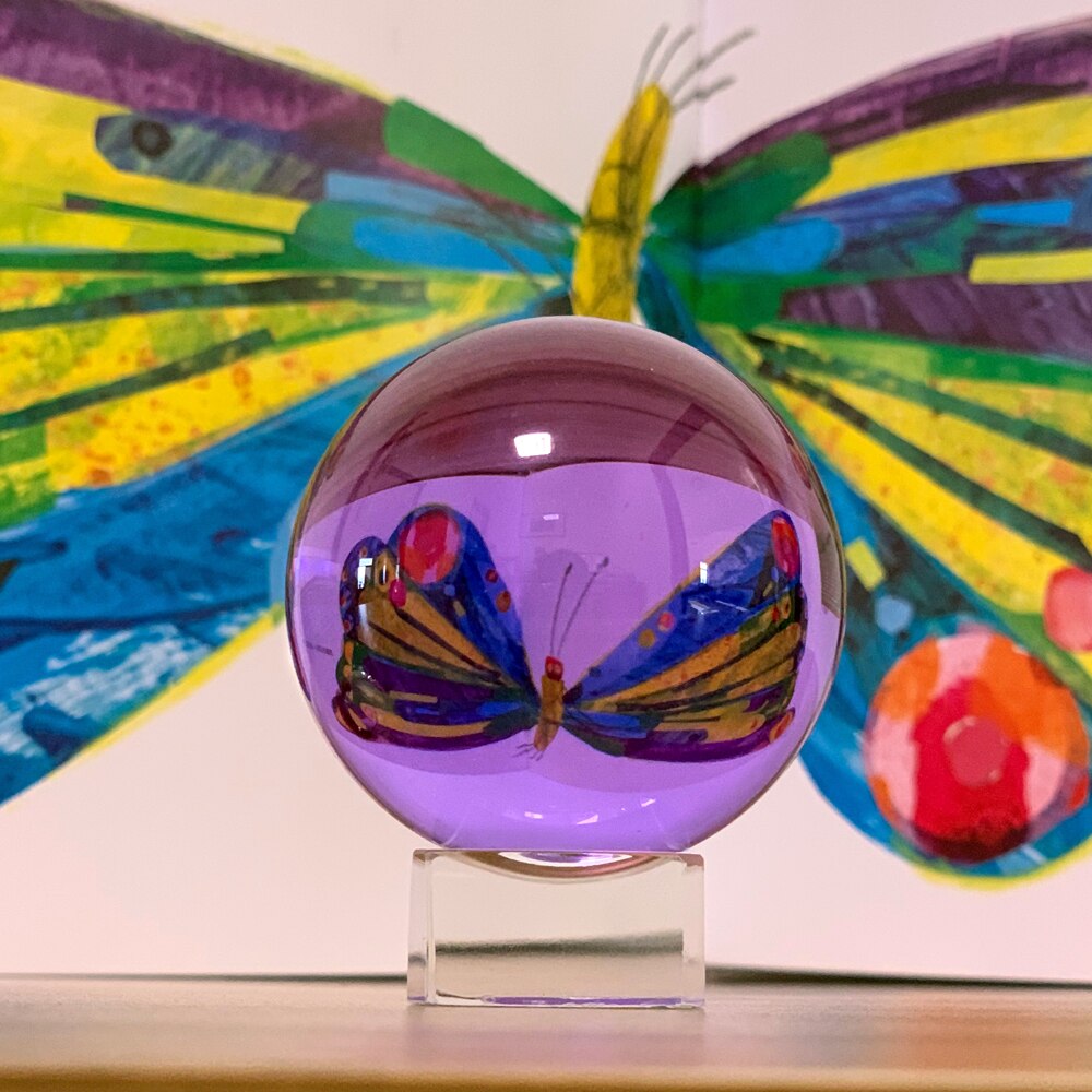 70/80/100MM Purple Crystal Glass Photograph Ball Magic Ball Collection Paperweight Fengshui Home Decor Sphere Ornament Kid