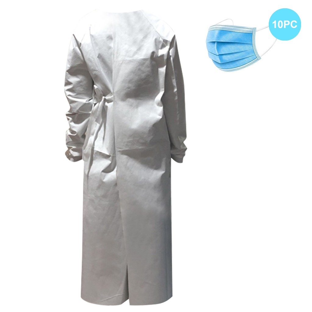 Disposable Protection Gown Dust Spray Suit Siamese Non-woven Dust-proof Anti Splash Clothing Safely Clothes In Stock#E30: S  / White