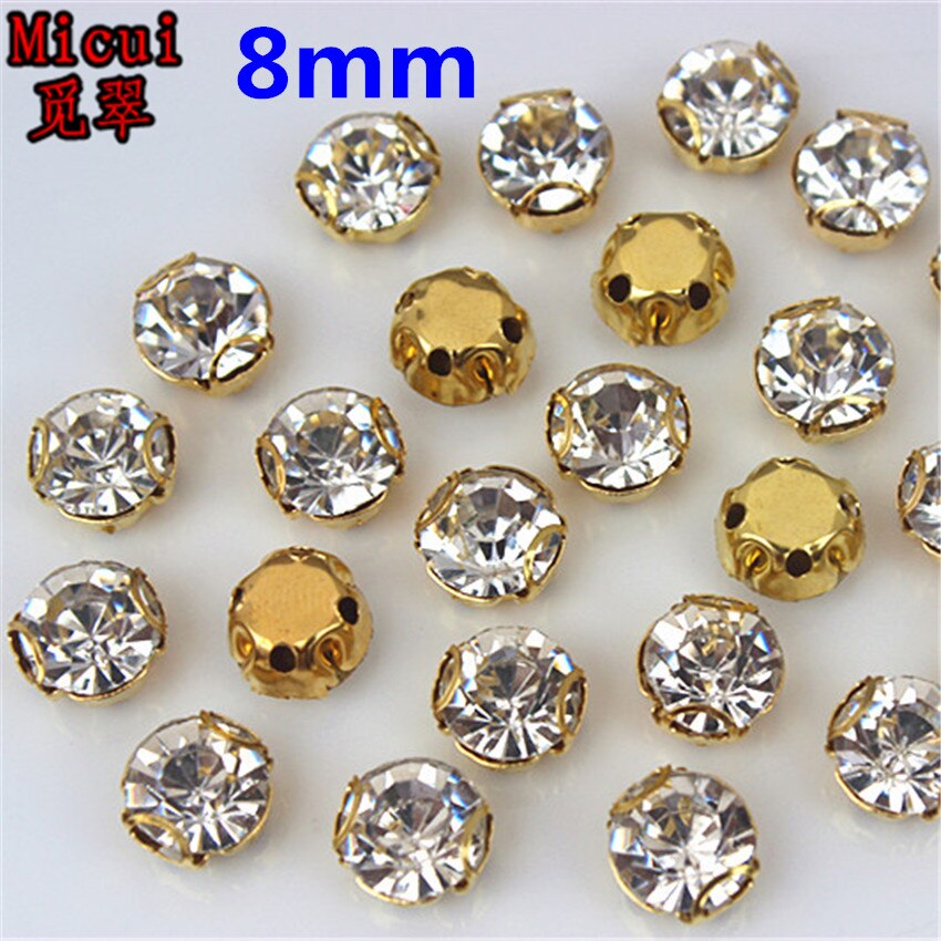 Micui 30PCS Glas Naaien Steentjes met Goud Koper Claw Crystal Naaien Klauw Strass Glitter Strass Voor Kleding MC735