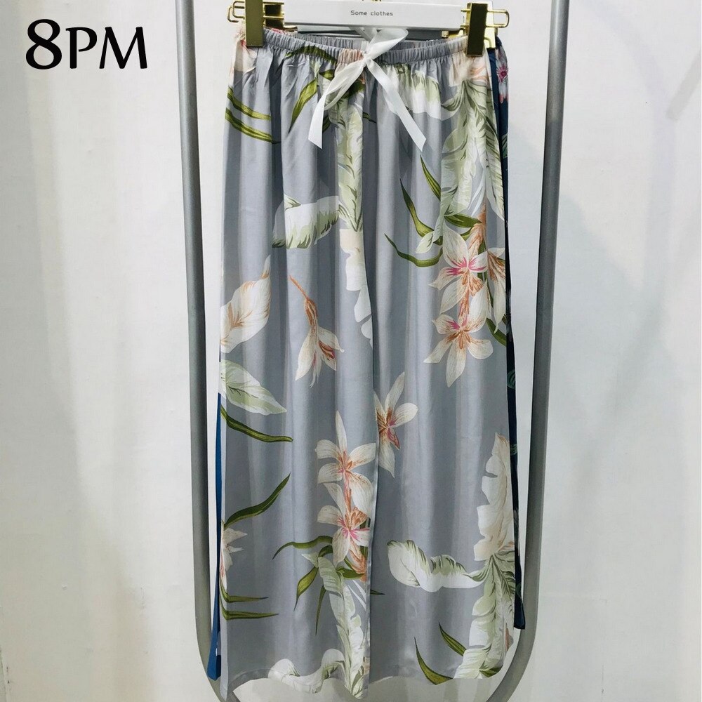 Vrouwen Zomer Slaap Bodems Homewear Slaap Broek Bloemenprint Pyjama Broek Katoen Comfortabele Brede-Been Elastische Ouc129