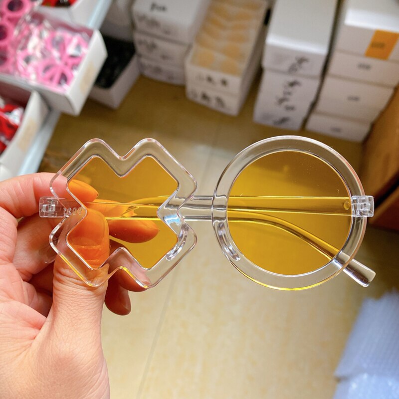 Børn briller ins med moderigtige solbriller til babyer drenge og piger uv xo bogstaver solbriller fashionable søde: Gul xo -234