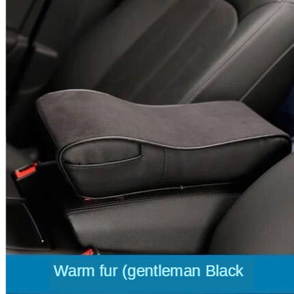 Leren auto armsteun kussen auto middenconsole stoel armleuningen box covers bescherming hand verhoging steunen accessoires: Bont zwart