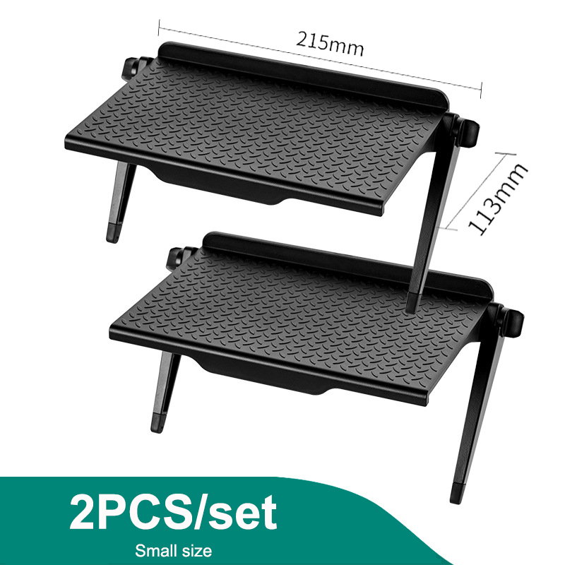 2 Pieces Screen Top Shelf TV Top Storage Bracket Adjustable Monitor Top Shelf for Media Boxes Router Game Console Home Decor: black