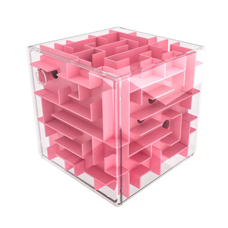 10cm Patience Games 3D Cube Puzzle Maze Toy Hand Game Case Box Fun Brain Game Challenge Toys Balance Educational Fidget toys: Macaron red 10cm