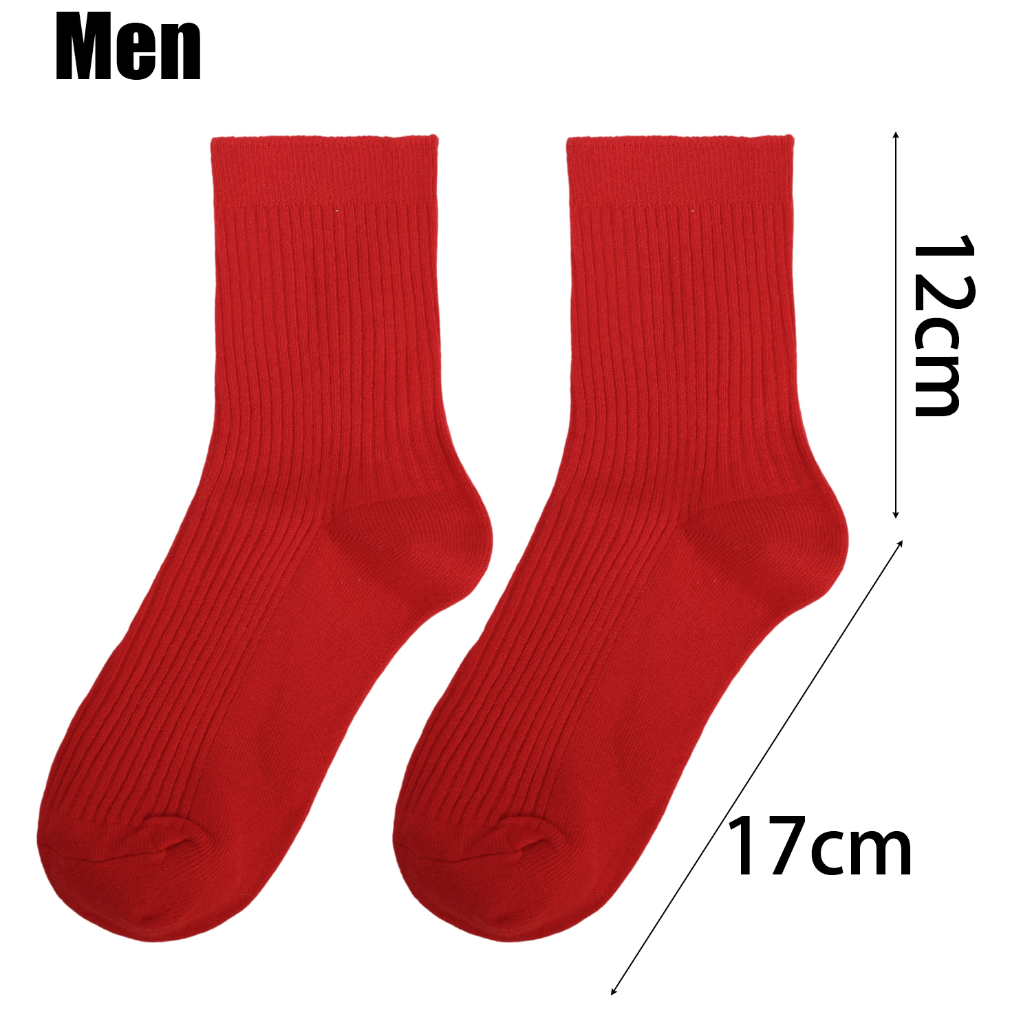 Calcetines rojos de algodón para hombre y mujer, medias deportivas transpirables, cómodas, de algodón de Color sólido, informales, color rojo de la suerte, para Festival: 3XS / Beige