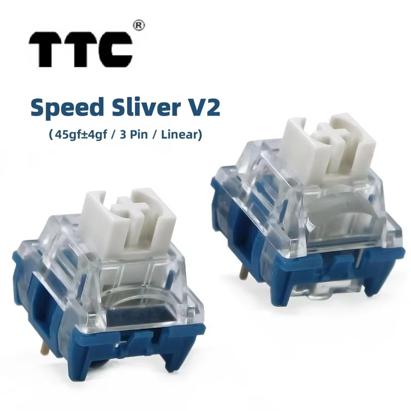 TTC Speed Silver V2 DIY teclado mecánico personalizado para jugadores interruptor lineal 45gf 3 pines RGB SMD interruptores de intercambio en prevención de contatos: Interruptor azul