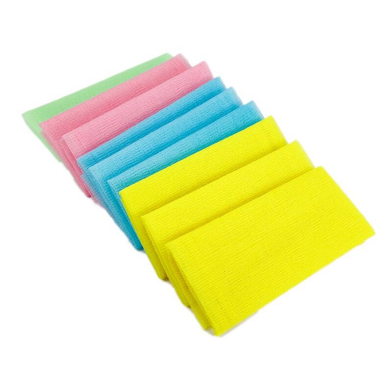 1 stk nylon eksfolierende bad bruser kropsvask rengøring skrubbe håndklæde scrubbere tilfældig farve krop rengøring håndklæde værktøj