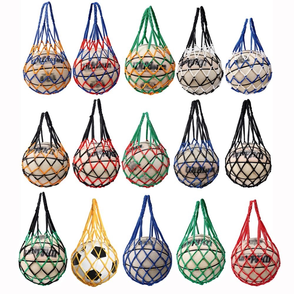 Bärbar sportutrustning nylon nylonnätväska vävning flera färger bollficka basket bärväska fotbollsbollar