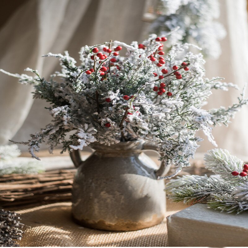 Juledekorasjon blomster sederbelte simulering grønn plante furunål foto rekvisitter vindusvisning