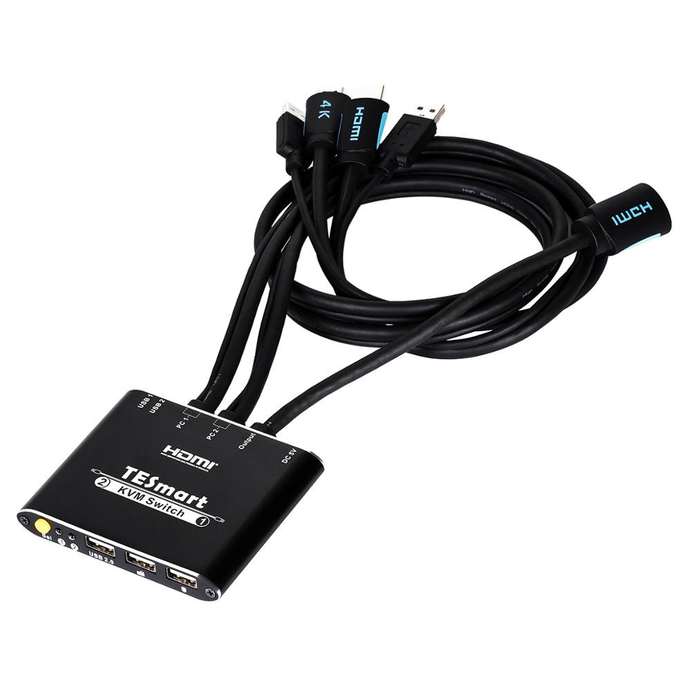 TESmart 2 Port USB HDMI Cable KVM Switch with Extra USB 2.0 Port Support 4K*2K (3840x2160)