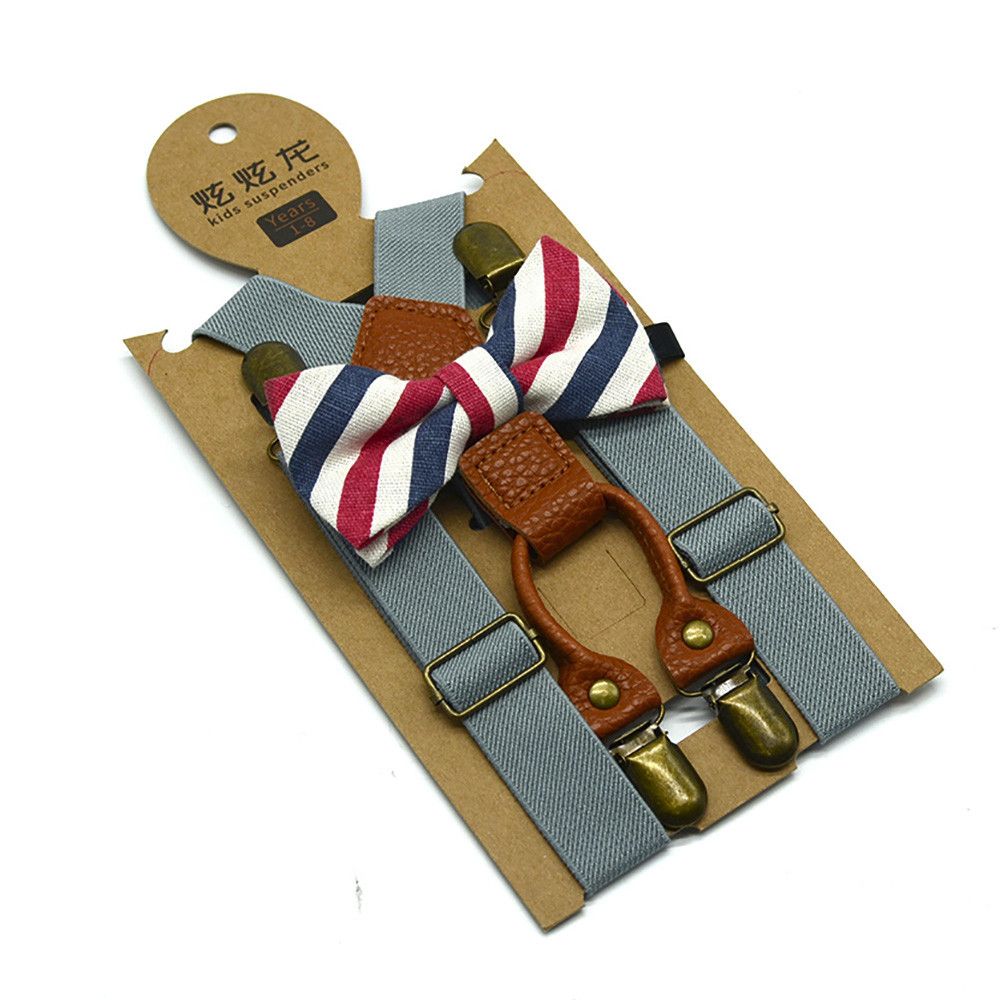 Kids Elastische Bretels Vlinderdas Set Bijpassende Smoking Pak Unisex Jongen Meisje Bowtie Bruiloft Kostuum Verstelbare Y-Back Brace riem: 1