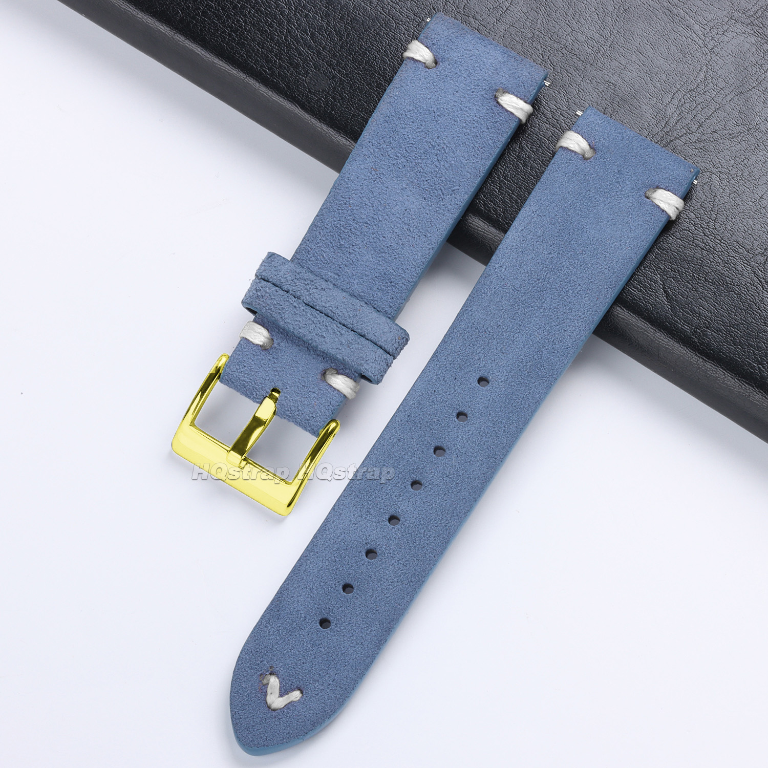 Guldspänne armband 18mm 20mm 22mm mocka läder vintage rem snabbkoppling klockarmband sportarmband tillbehör: Svartgrön / 12mm