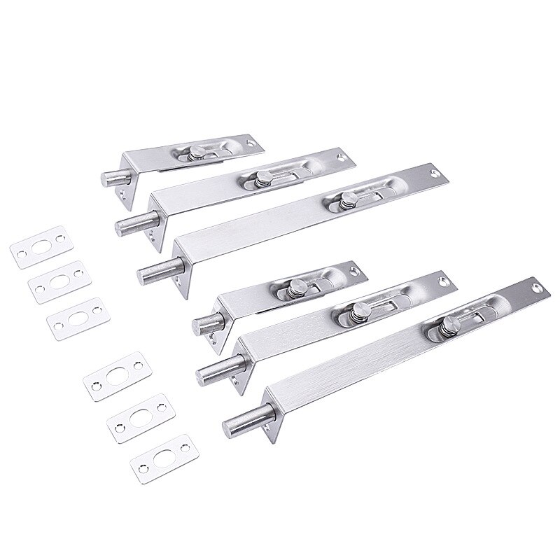 Stainless Steel concealed Door Bolt 4 inch 6 inch 8 inch Bathroom Door Bolt Hidden Security Guard Sliding Door Lock 2pcs