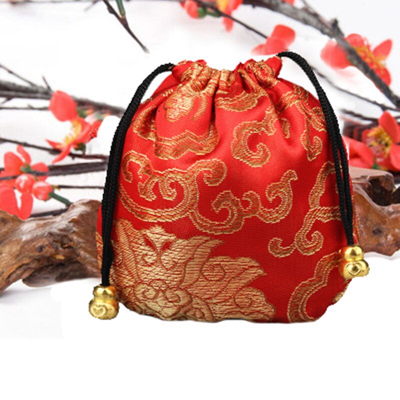 Silk Drawstring Pouch Drawstring Ethnic Style Jewelry 1 Pcs Bags Embroidery Jewellery Pouch Brocade Box Small Trick Colorful