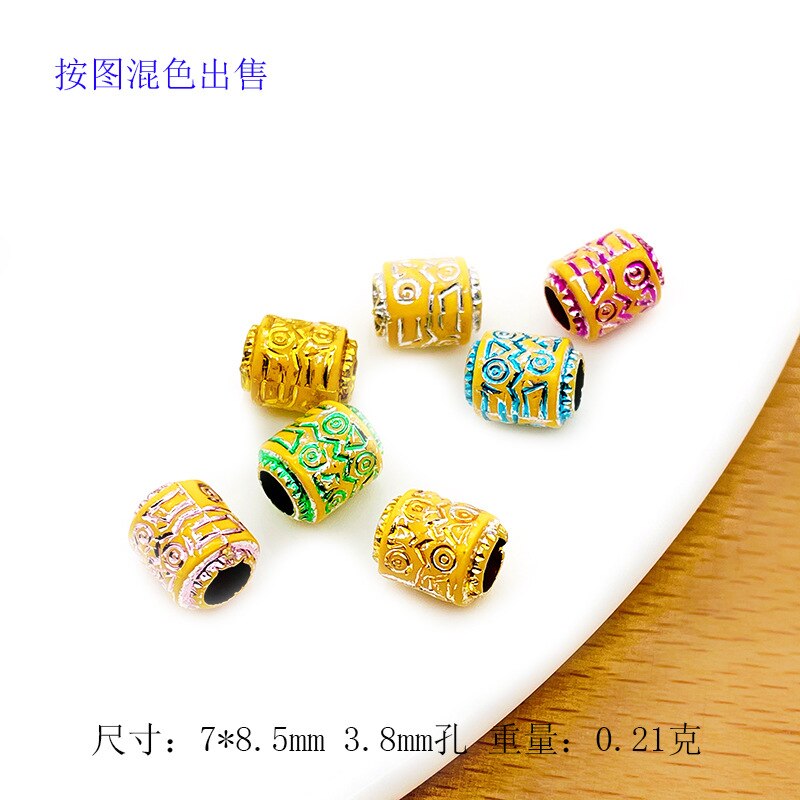 20 Stks/zak 14 Stijl Kleurrijke Big Hole Vintage Geschilderd Plastic Kralen Afrikaanse Haar Ringen Reggae Gevlochten Dreadlock Accessoires: L2380-24