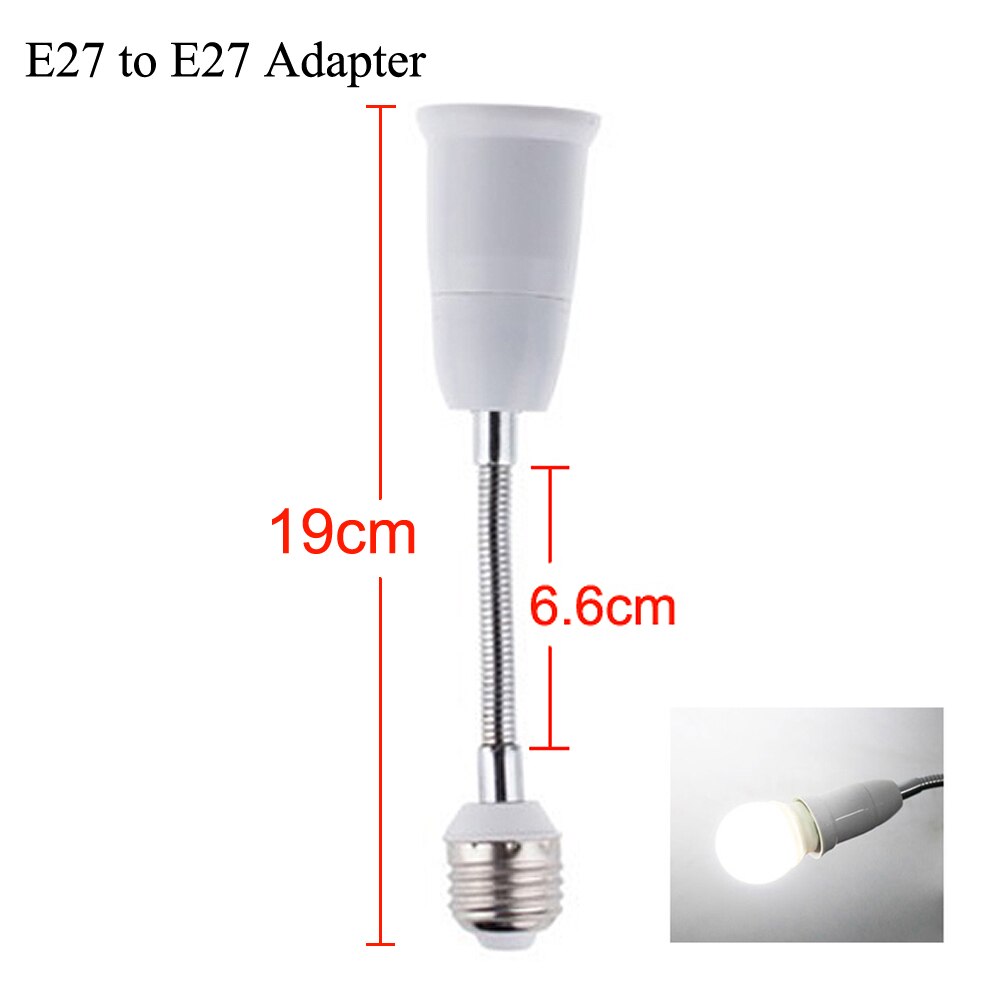 E27 Om E27 Led Lamp Base 19Cm 29Cm 39Cm 49Cm 59Cm Flexibele Verlengsnoer E27 socket Fitting Verlichting Houder Extender: 19cm