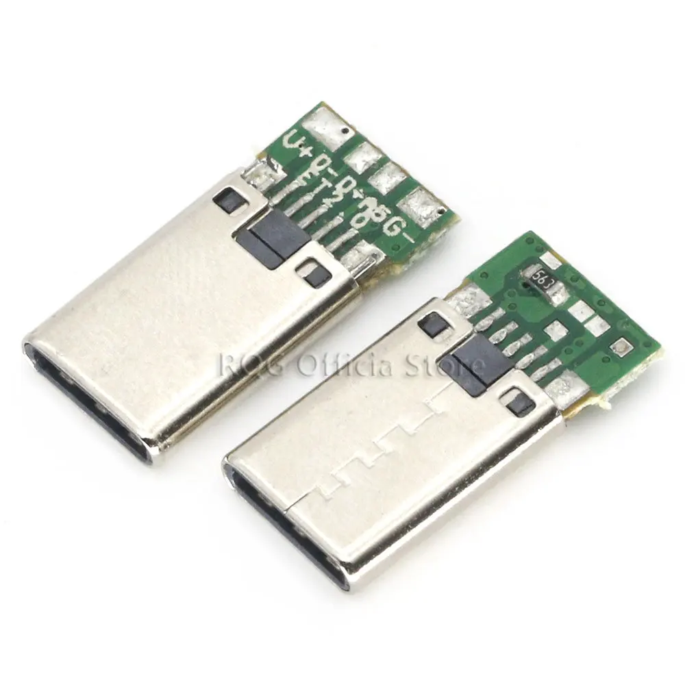 Conector USB 3,1 tipo C de 10 piezas, adaptador de receptáculo de enchufe hembra/macho para soldar Cable y Cable de 24 Pines, compatible con placa PCB