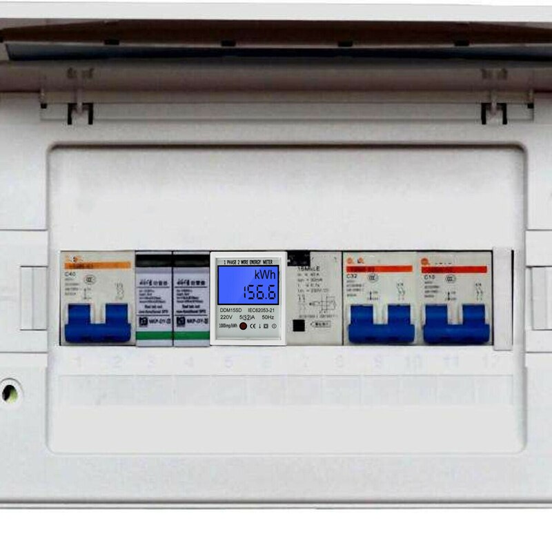 Energy Meter KWH-Watt Durable Electric Power Consumption Energy Monitor Watt Meter 1 Phase Approved For DIN rail 5 (32) A 230V