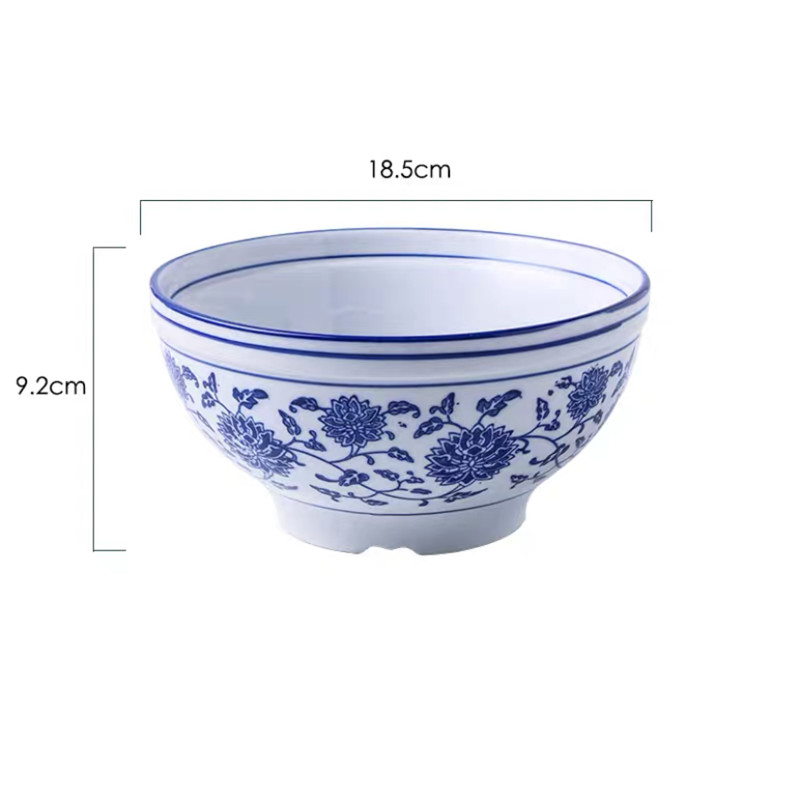Blue and White Porcelain Hat Soup Bowl Ceramic Chinese Tableware Household Ramen Bowl Restaurant Large Instant Noodle Bowl: 7.2 inch