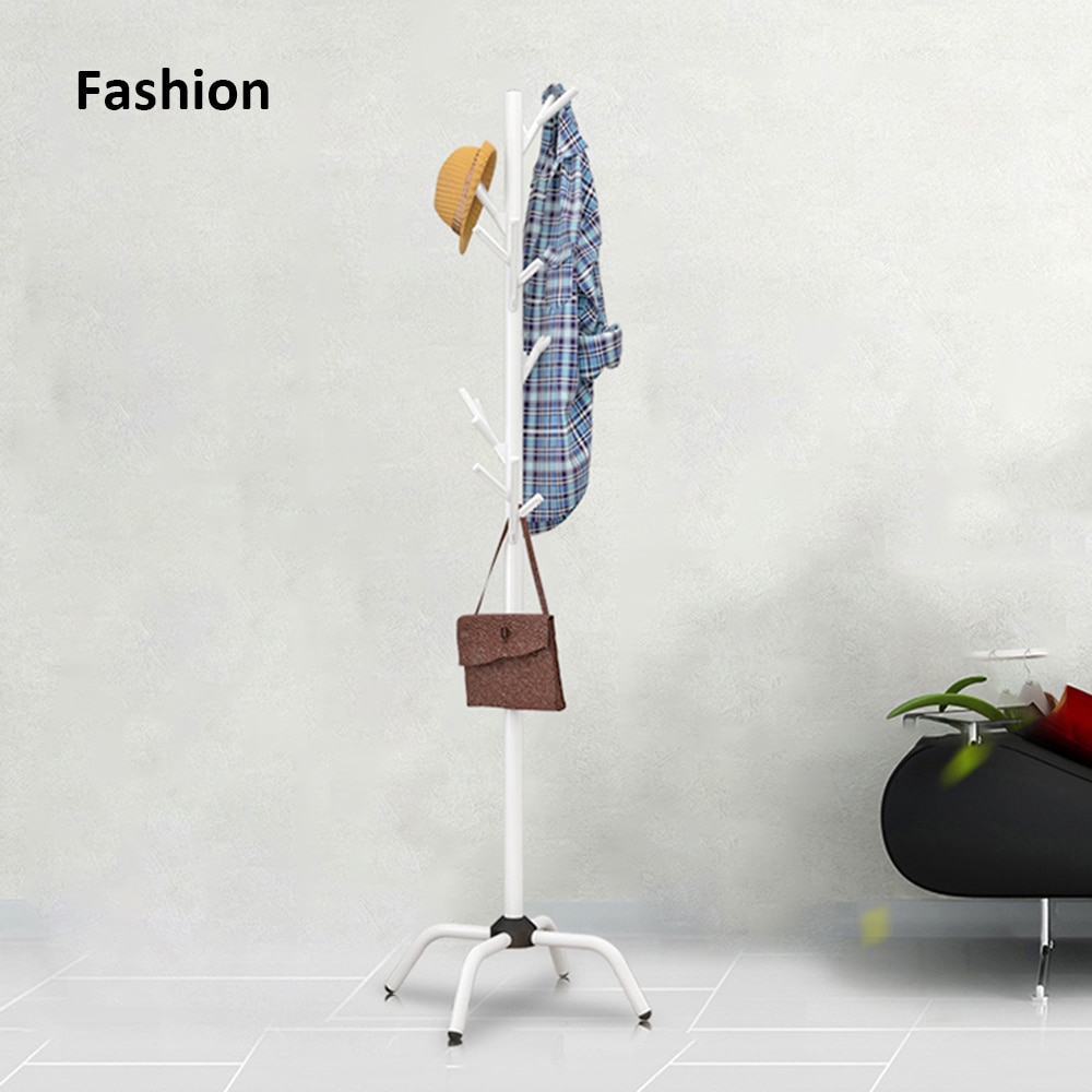 Coat Rack Clothes Tree Hat Hanger Free Standing Simple Hat and Coat Stand with 6 Hooks 4 Feet Base for Bedroom Office