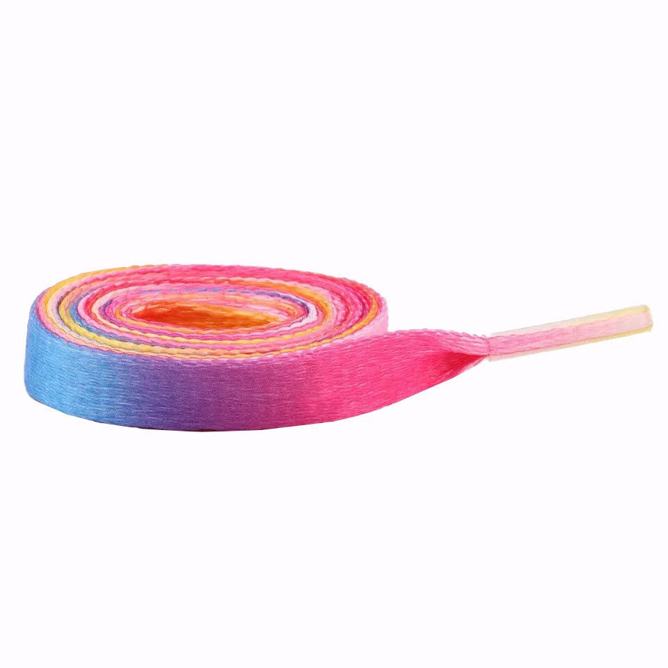 1 paire lacets colorés arc-en-ciel dégradé impression toile plate lacets chaussures décontracté couleur chromatique lacets décontracté és pour baskets: Smooth  pink