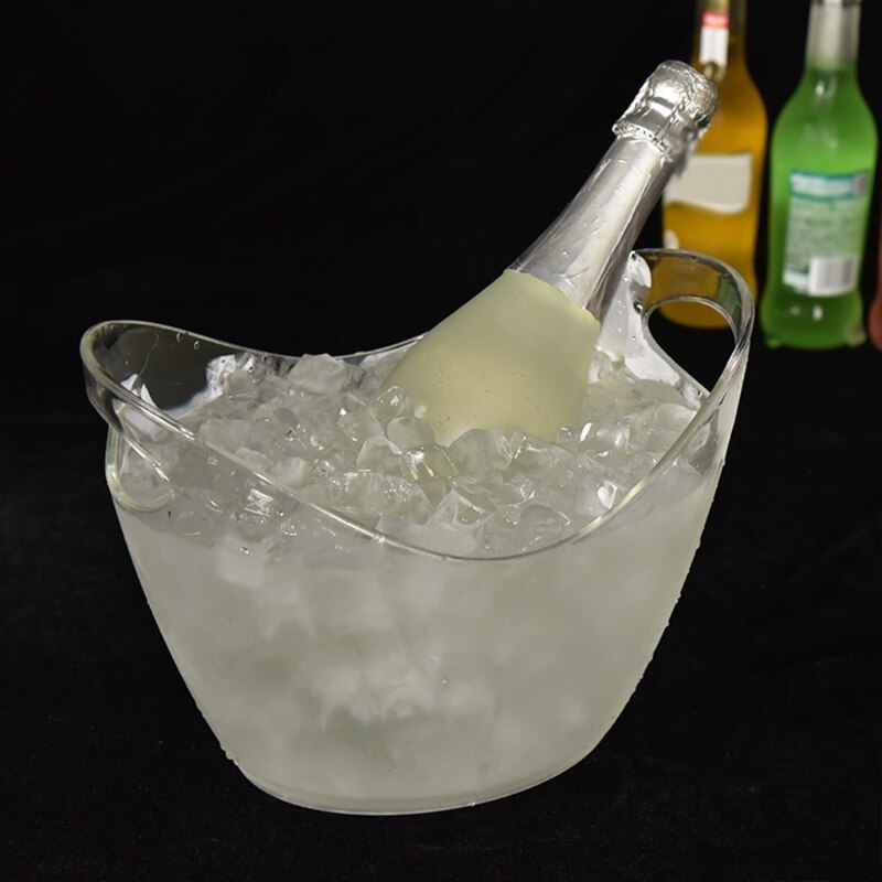 Transparent 4L Plastic Ice Bucket Bar Ingot Shape Wine Trough Water Entertainment Stand Wine Holder Glass Wine Bottle