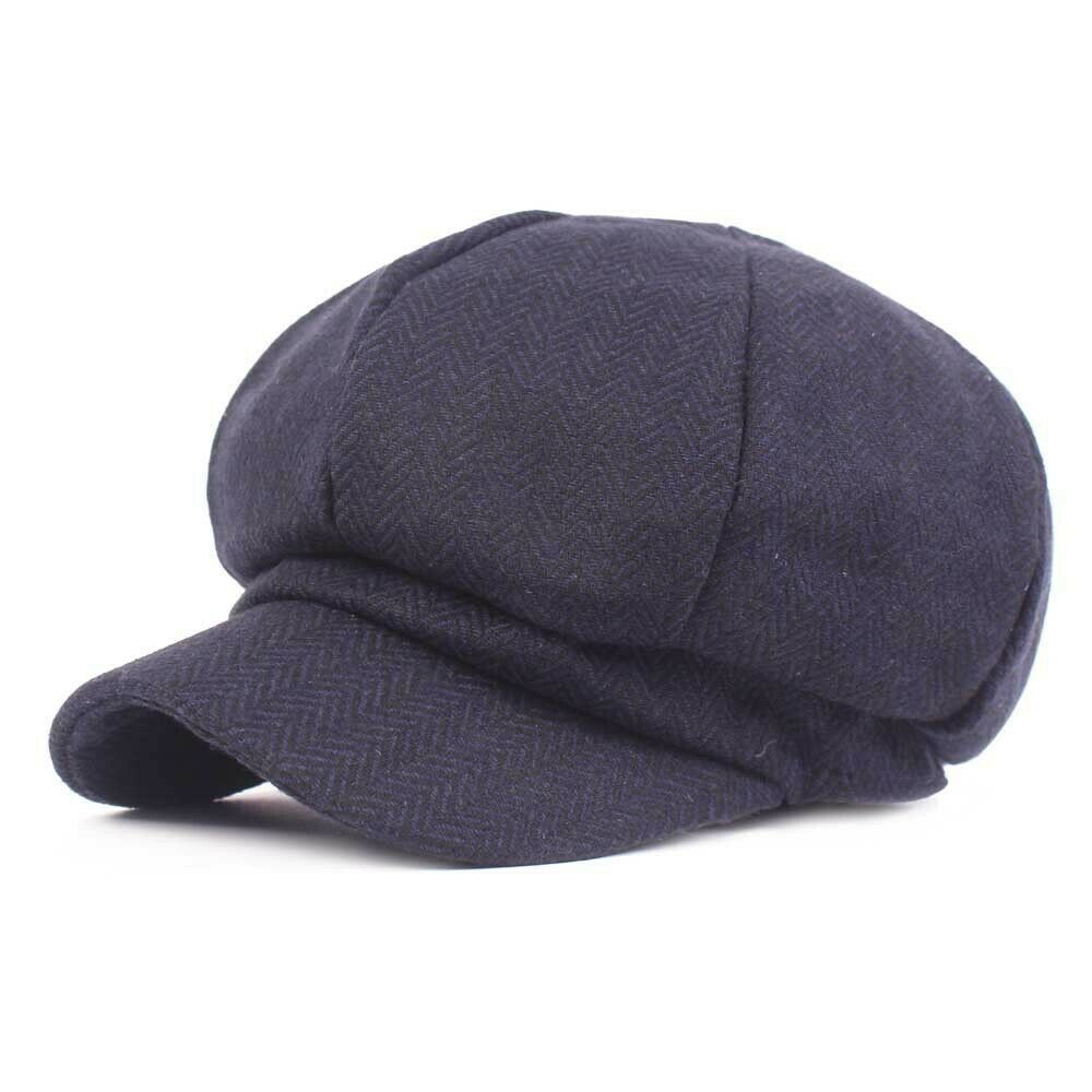 Sleckton geruite fedora baretten platte pet dames achthoekige petten katoenen schildershoed casual krantenjongenshoeden voor dames: Marine