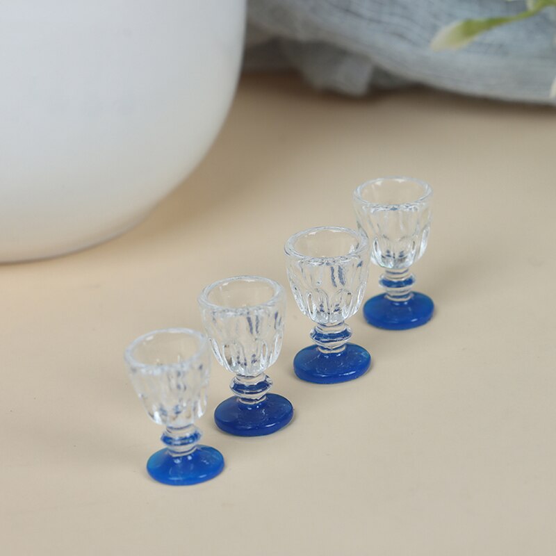 Mini Wine Beer Cup Dollhouse Craft Home Decoration Glass Model 1:12 Scale 4Pcs DIY Parts Plastic Transparent Goblet Miniature