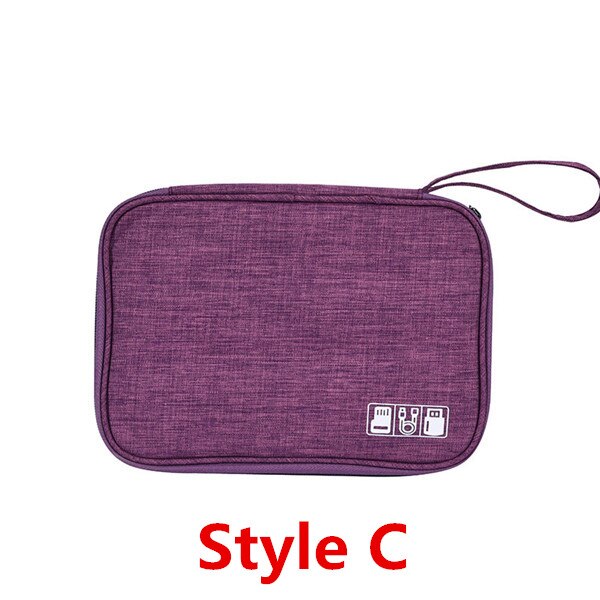 Electronics Organizer Bag - Portable Digital USB Gadget Case - Travel Charger Holder: C-Purple