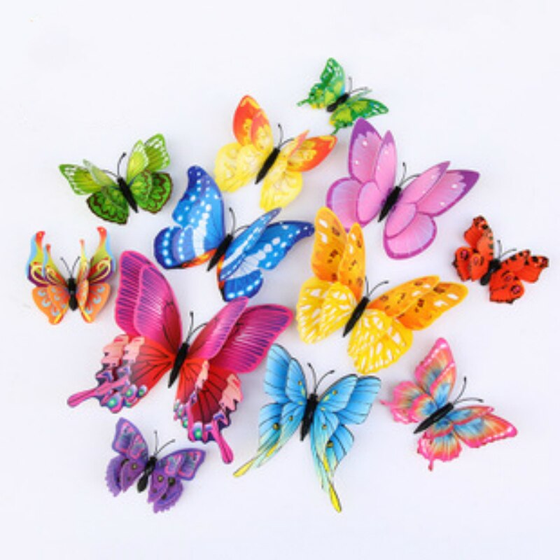 12 Stck leuchtend Schmetterling 3d Zauberstab Aufkleber Hause Dekorationen für Schlafzimmer Wohnzimmer Kinderzimmer