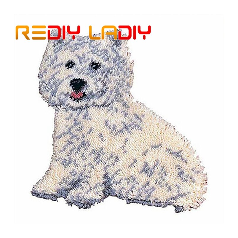 Latch Hook Rug Kits Crocheting Carpet Rug Puppy Girl Dog Acrylic Yarn Pre-Printed Canvas Cushion Mat Crochet Tapestry Sofa Decor: ZD330