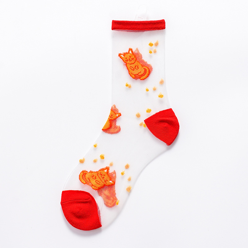 Calcetines sexis de rejilla de encaje de fibra mixta transparente elástico tobillo hilo de red calcetines finos para mujer 1 par = 2 uds
