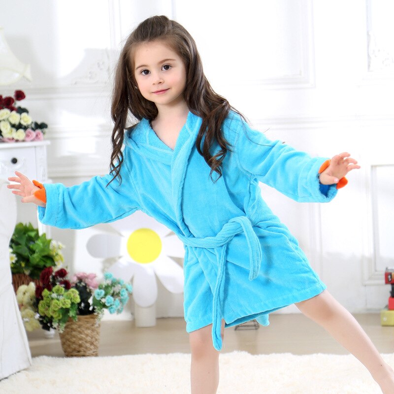 Peignoir douche enfant automne hiver enfants vêtements bébé filles dessin animé douche vêtements flanelle chemise de nuit enfants garçons sommeil pyjamas