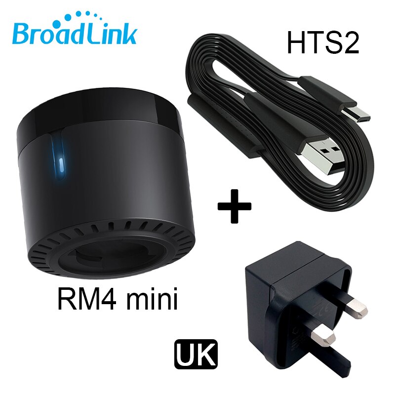 BroadLink RM4 Profi RM4 Mini Ausführung kabellos Universal--fernbedienung Hub Mit HTS2 Temp Und Feuchtigkeit Sensor Clever Heimat Lögesungen: UK RM4 Mini HTS2