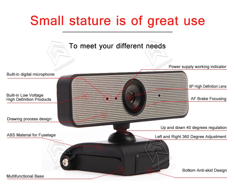Auto focus Webcam 1080P, 1920 x 1080p HDWeb Camera with Built-in HD Microphone USB Plug