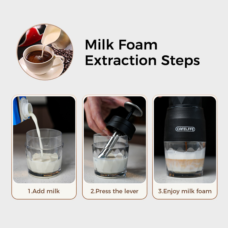 Cafelffe-cafetera portátil Manual, cafetera Espresso para cápsulas y espuma de leche molida, prensa Manual, cafetera para senderismo, viaje, Gif 4 en 1