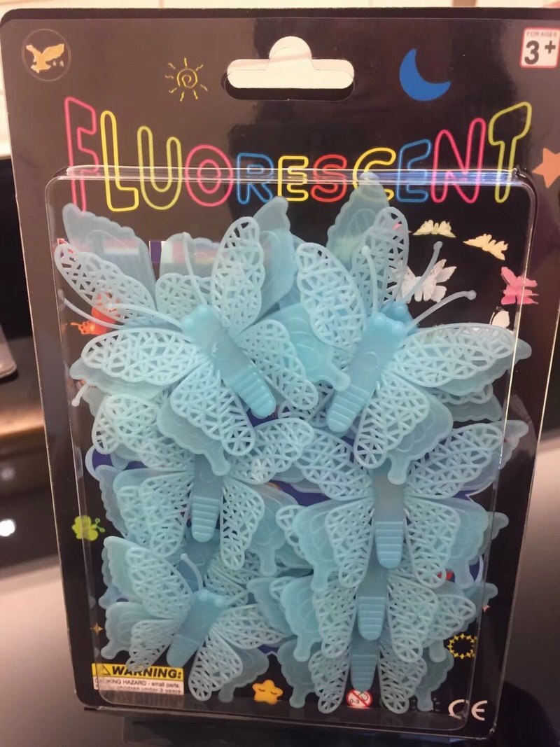 Children Luminous PVC Switch Sticker Cartoon Glowing In The Dark Wall Sticker Home Room Decor 3D Luminous Butterfly Sticker Toys