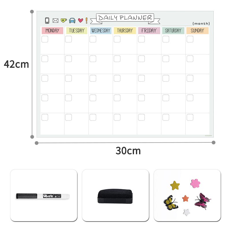 Magnetic Daily Weekly Monthly Planner Schedule Fridge Magnet Planning Organizer Agenda Message Drawing Memo Bulletin White Board