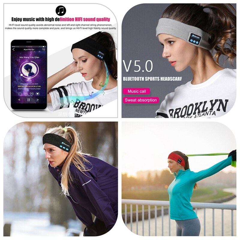 Wireless 5,0 elastic sports headband yoga fitness headset music headwear sleep headphones for side sleepers