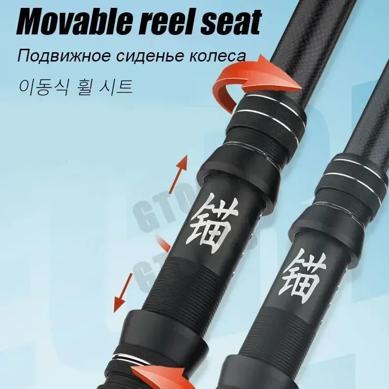 2.1M 2.4M Carbon Fishing Rod 50kg above Superhard Long Distance Throwing shot Rod Lure 50-800g Telescopic Sea Boat Fishing Rod