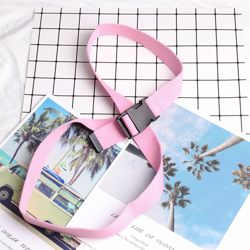 Kvinder mænd firkantet enkel alsidig plast spænde vævet lærred nylon bælte neutral blød enkel bælte: S