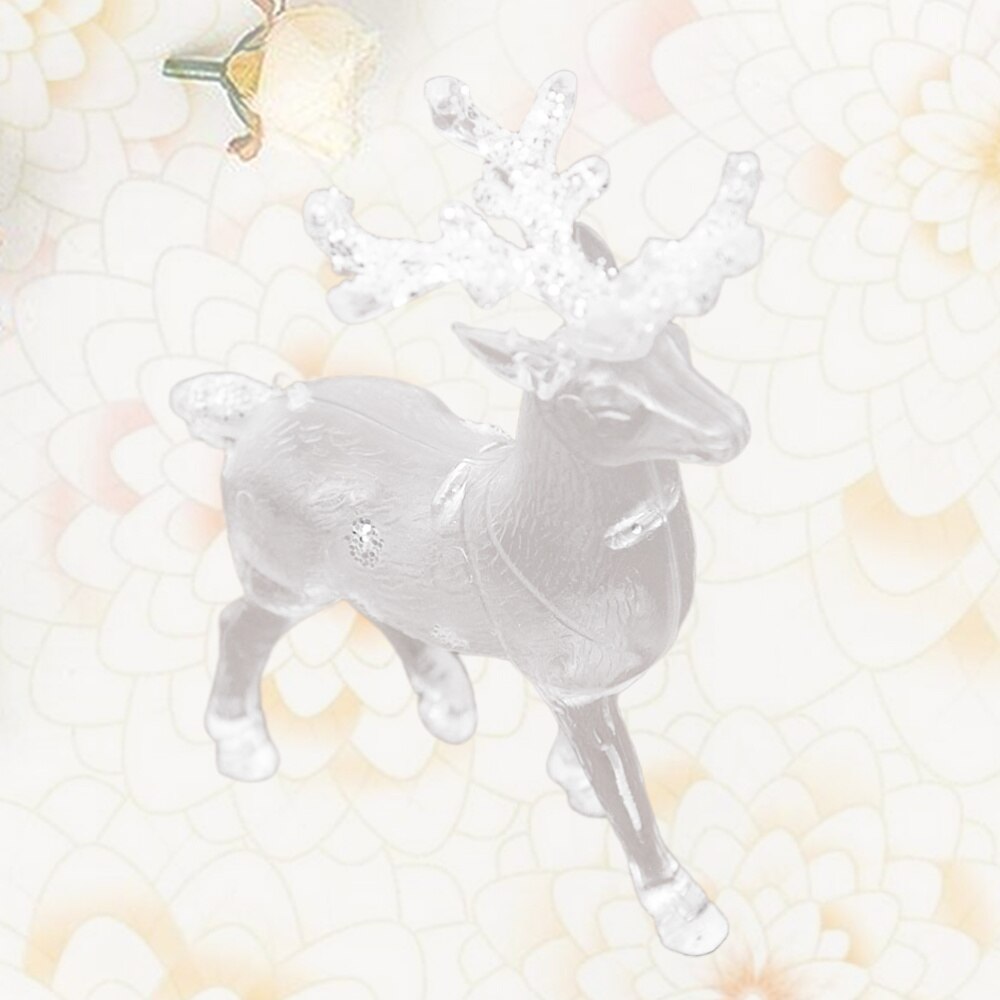 1Pc 14x12CM Transparent Acrylic Christmas Elk Ornament Reindeer Desktop Decoration for Home Store Showcase