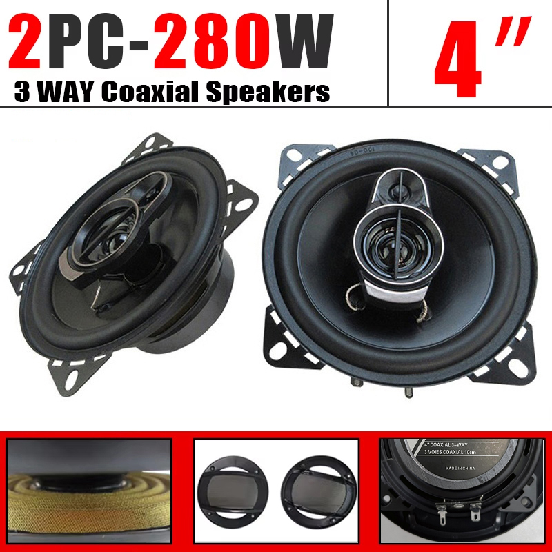 2 stks (2X280 W) 560 W 4 Inch HiFi Auto Luidsprekers HD Audio 3 Manier Coaxiale Luidsprekers Full Range Stereo Subwoofer Autodeur Luidspreker