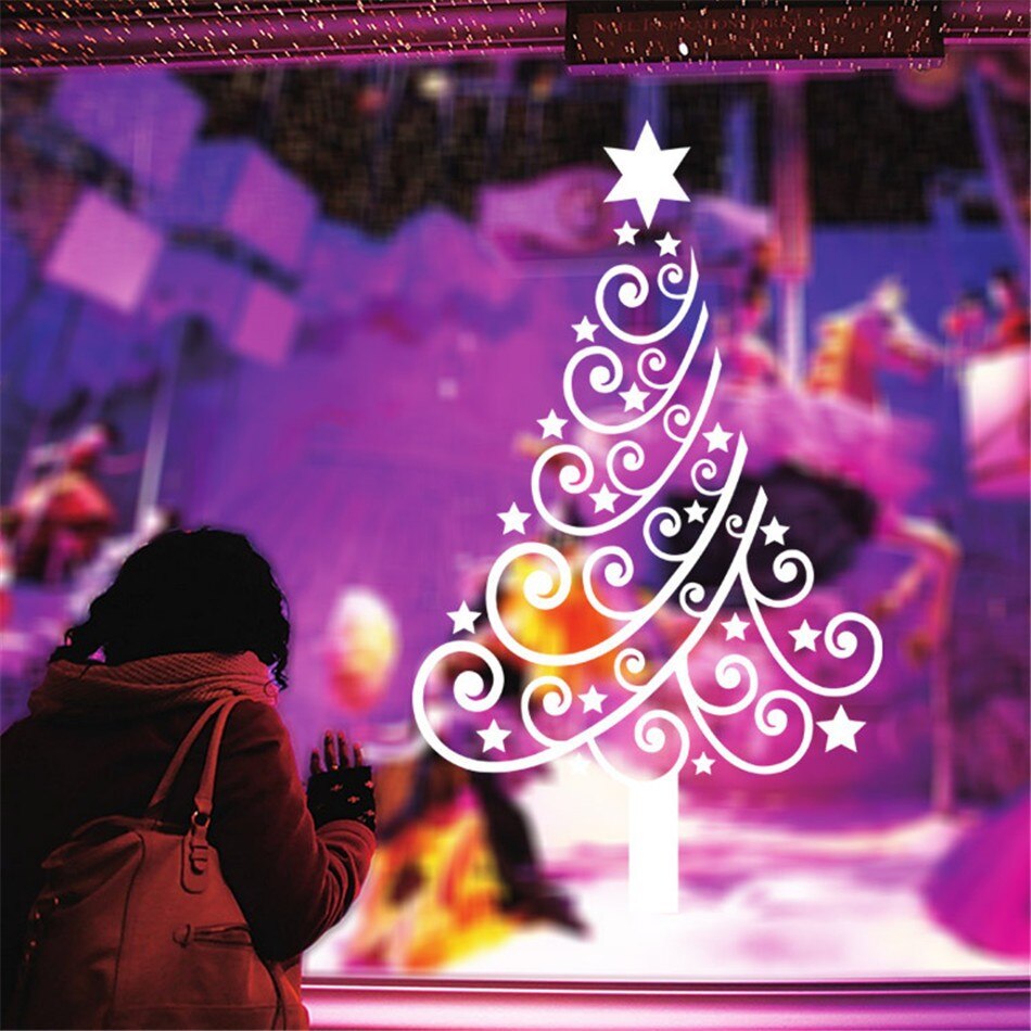 Große Größe Weihnachten Baum Display Fenster DIY Wand Aufkleber Abnehmbare Für Speicher Glas Tür 60*100 cm adesivo de parede D70