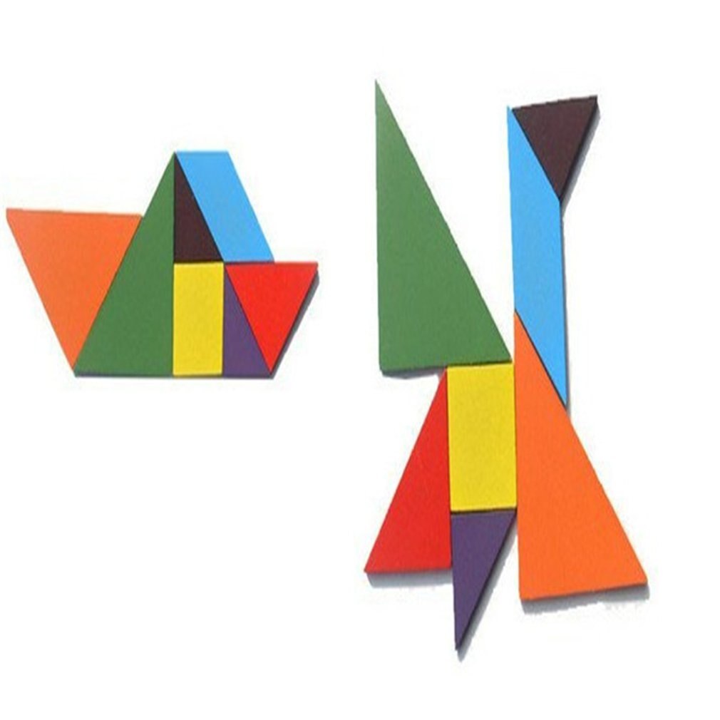 Tangram-rompecabezas de madera de 7 piezas para niños, rompecabezas con forma geométrica, Cuadrado colorido, juego de inteligencia rompecabezas, juguetes educativos inteligentes para niños