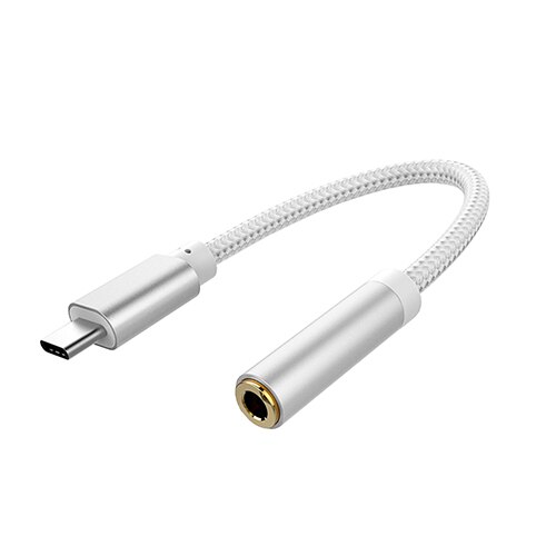 Usb Type C Naar 3.5Mm Koptelefoon Hoofdtelefoon Kabel Adapter USB-C Naar 3.5Mm Jack Aux Kabel Voor Letv 2 2pro Max2 Pro 3 Xiaomi 6: Sliver